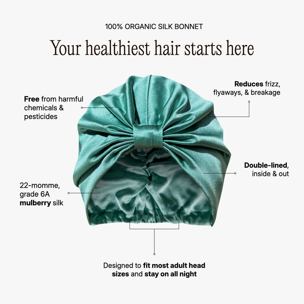 Atelier Proper Organic Silk Hair Bonnet Jade Green