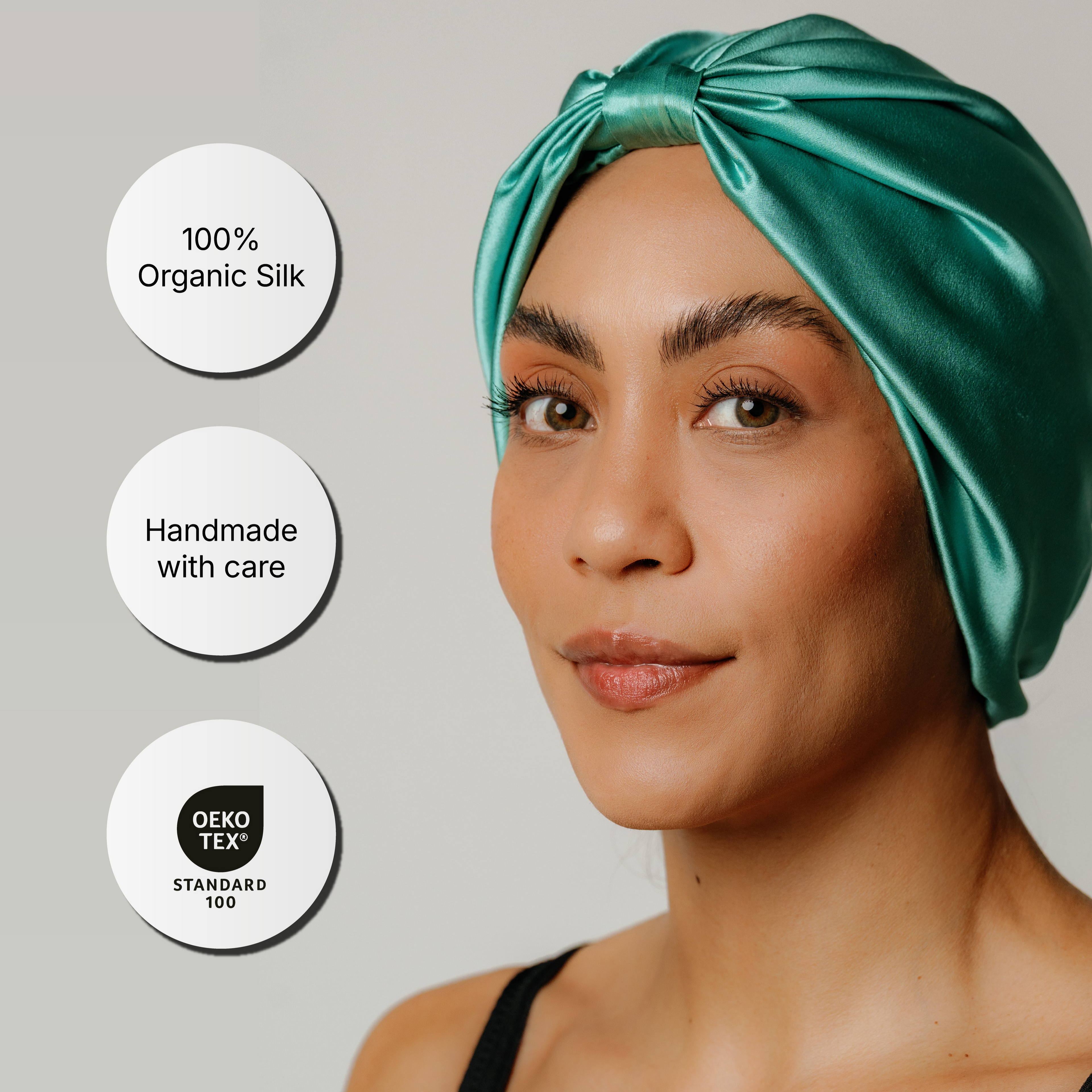 Atelier Proper Organic Silk Hair Bonnet Jade Green