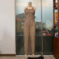 Atelier Proper French Sequined Sexy Evening Party Slim Strap Women Micro Revealed Back Maxi Dress