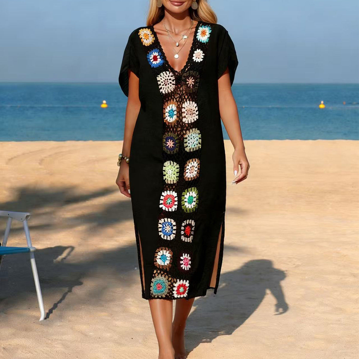 Atelier Proper Beach Cover up Arrival Mosaic Floral Beach Dress Cloth Floral Seaside Vacation Sun Protection Blouse Women