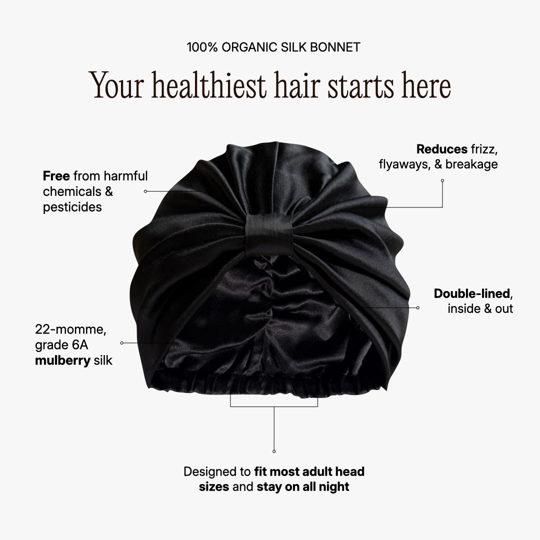 Atelier Proper Organic Silk Hair Bonnet Onyx Black