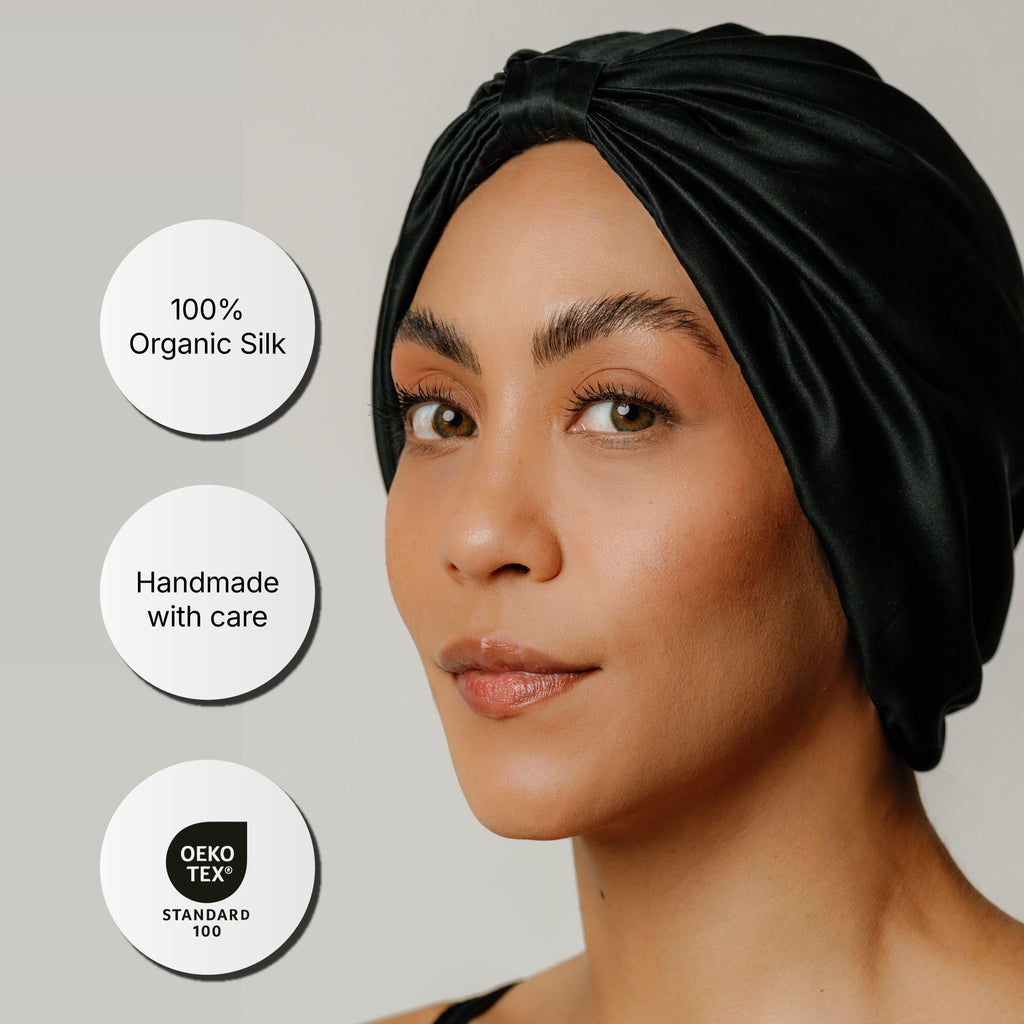 Atelier Proper Organic Silk Hair Bonnet Onyx Black