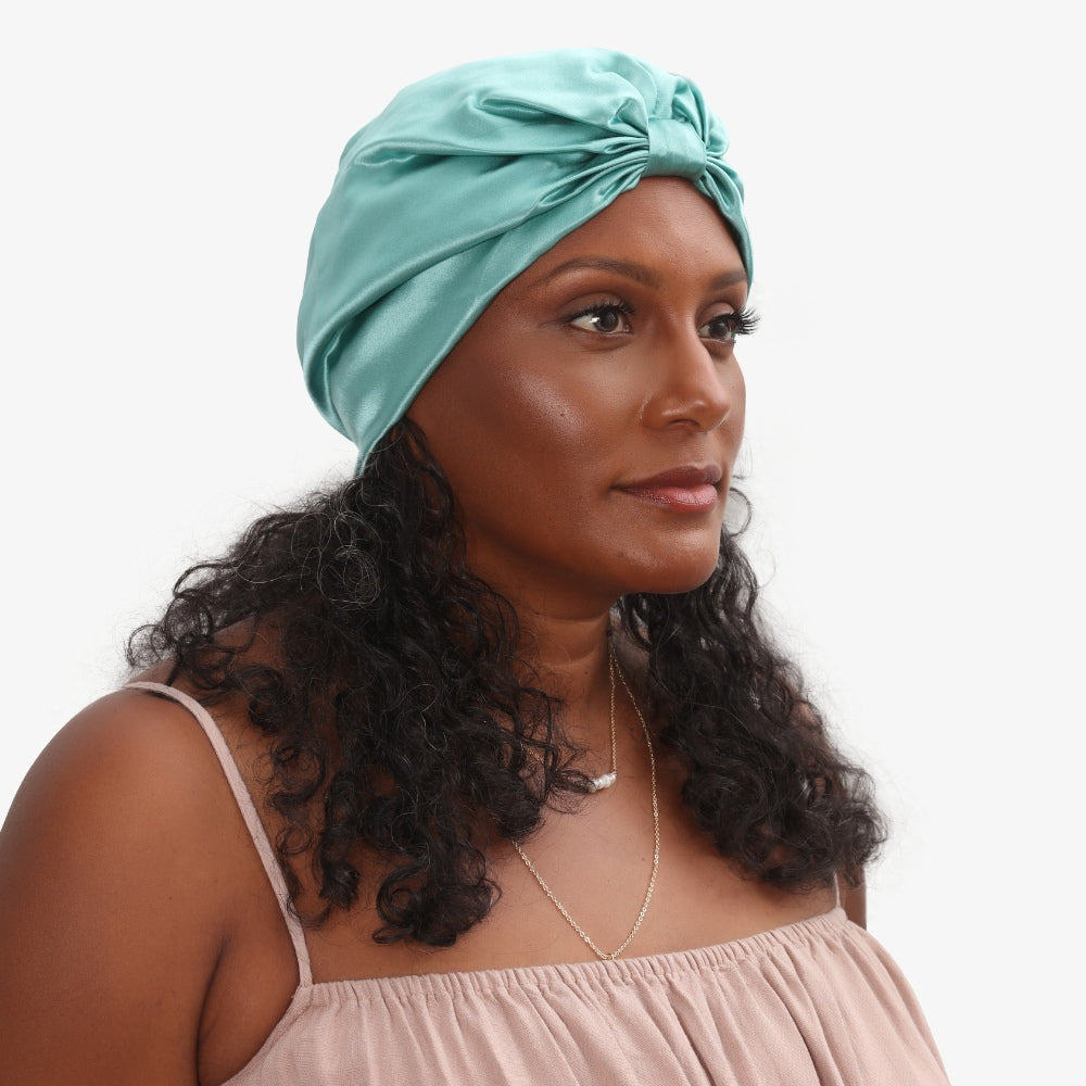 Atelier Proper Organic Silk Hair Bonnet Jade Green