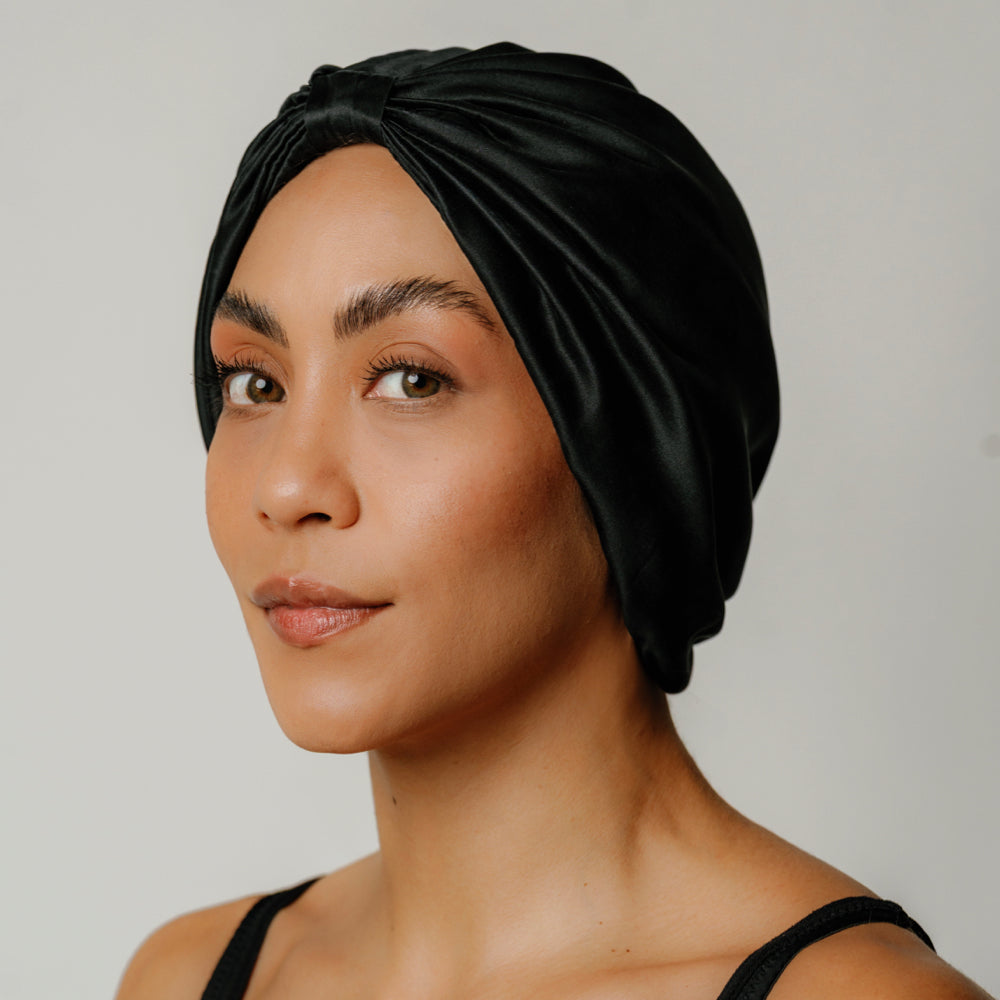 Atelier Proper Organic Silk Hair Bonnet Onyx Black