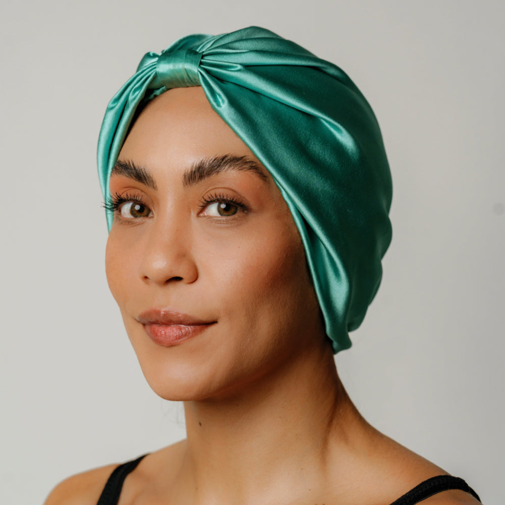 Atelier Proper Organic Silk Hair Bonnet Jade Green