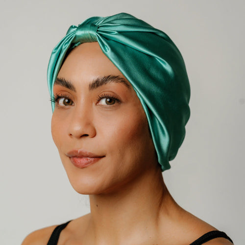 Atelier Proper Organic Silk Hair Bonnet Jade Green
