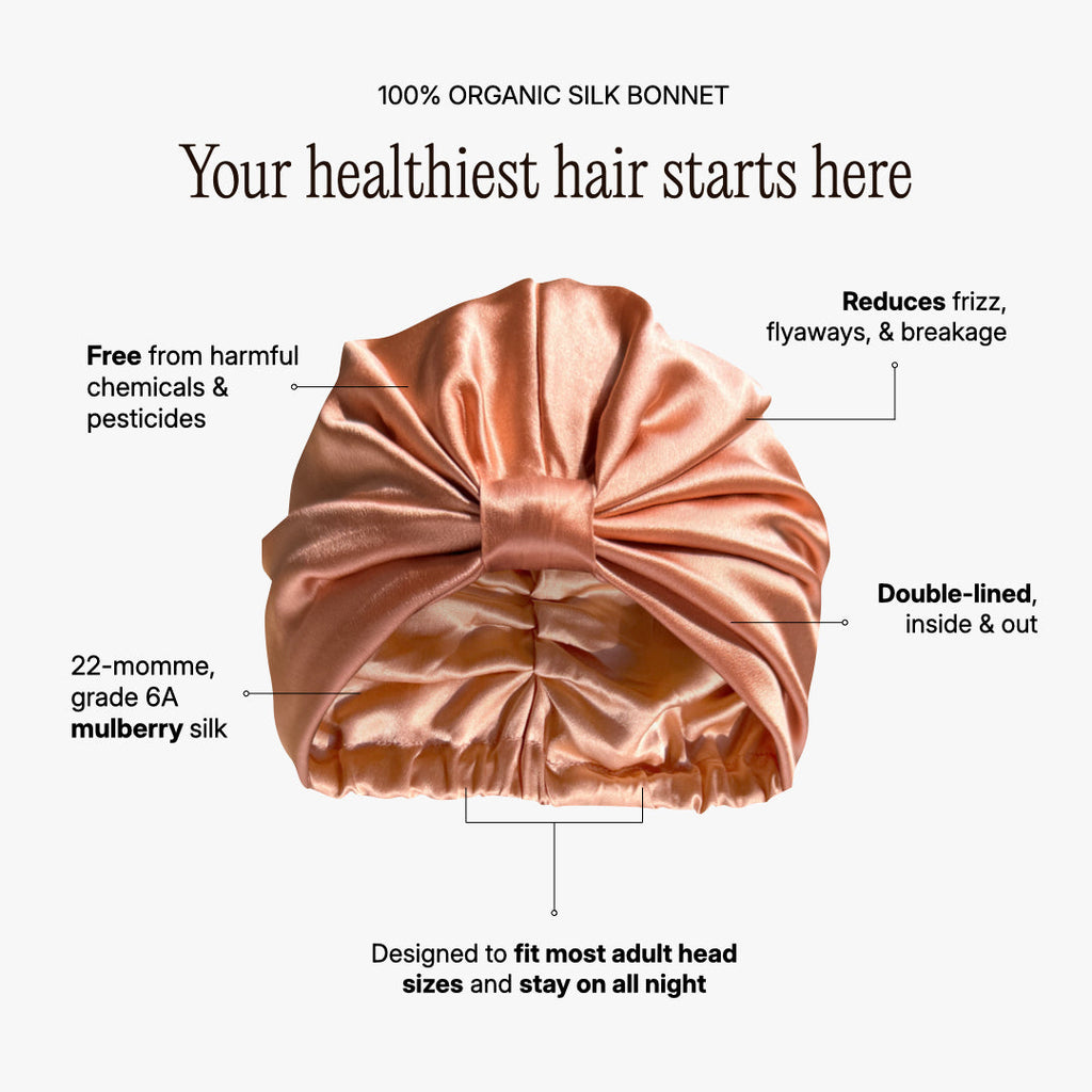 Atelier Proper Organic Silk Hair Bonnet Peachy Coral