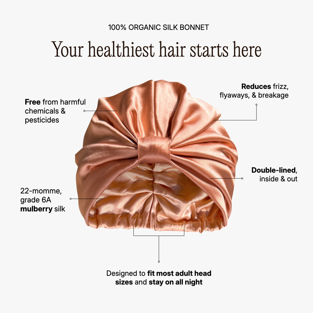 Atelier Proper Organic Silk Hair Bonnet Peachy Coral