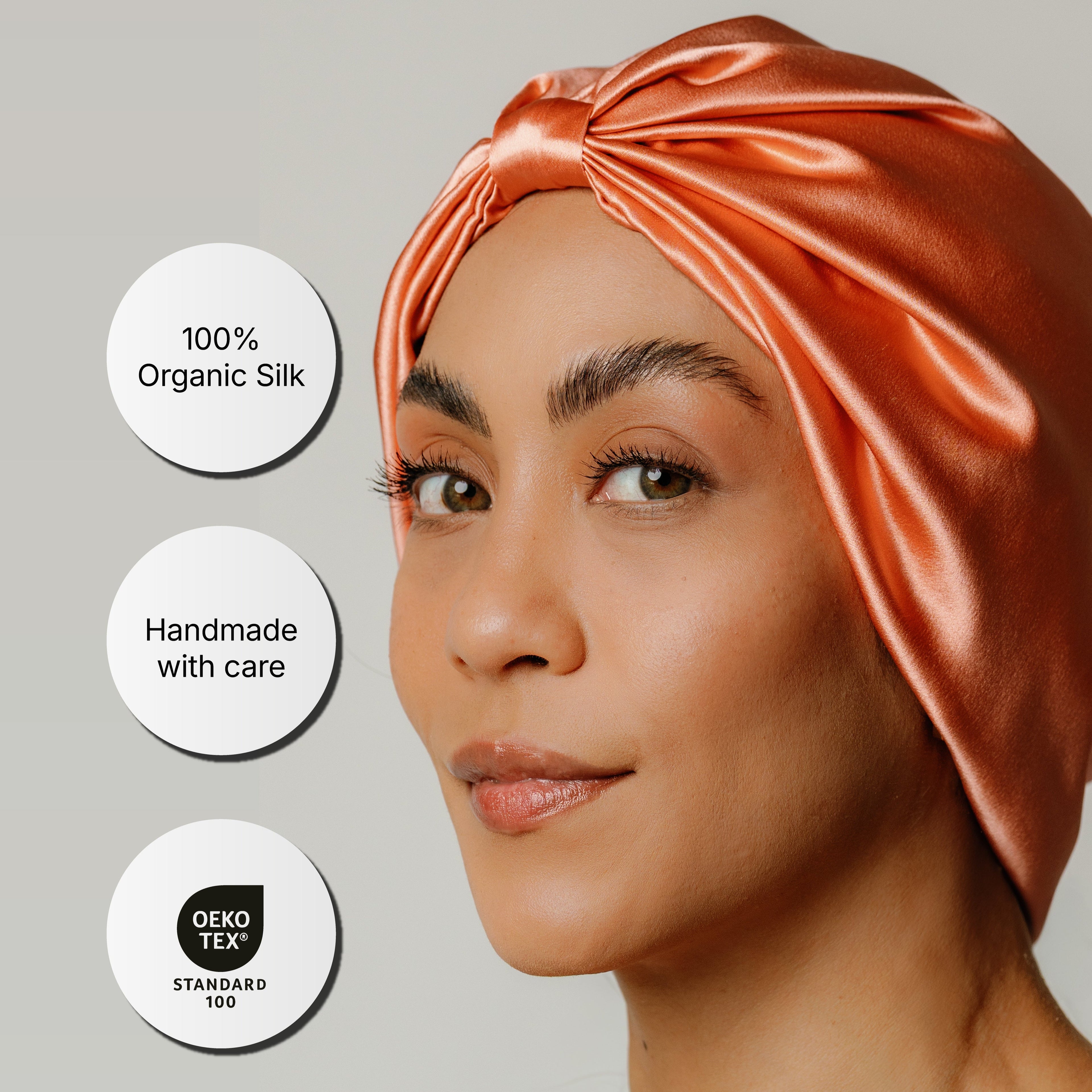 Atelier Proper Organic Silk Hair Bonnet Peachy Coral