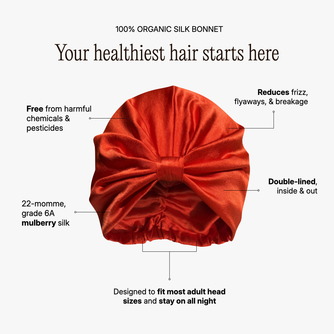 Atelier Proper Organic Silk Hair Bonnet Tomato Red