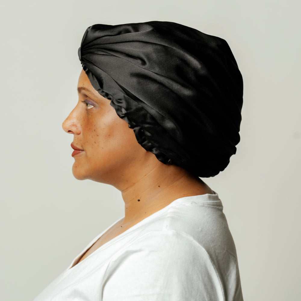 Atelier Proper Organic Silk Hair Bonnet Onyx Black